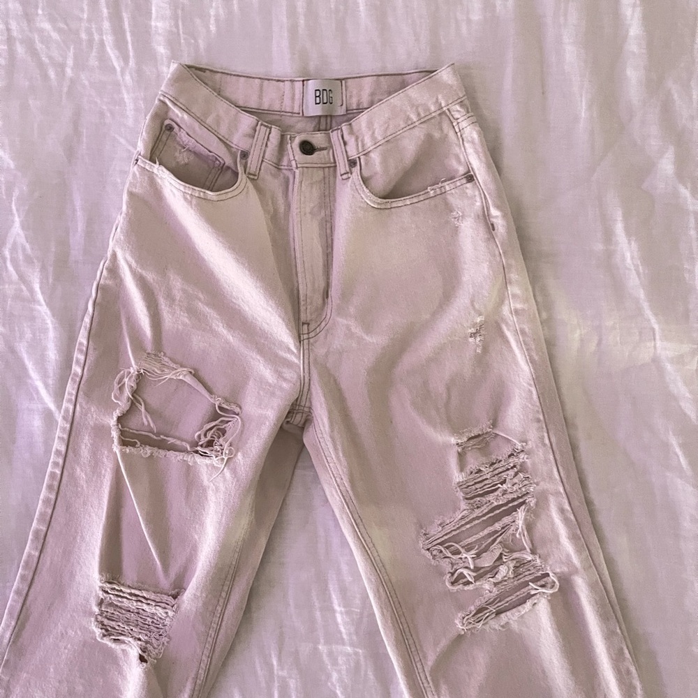 BDG Off-White/Cream High-Rise Baggy Jeans Urban Outfitters